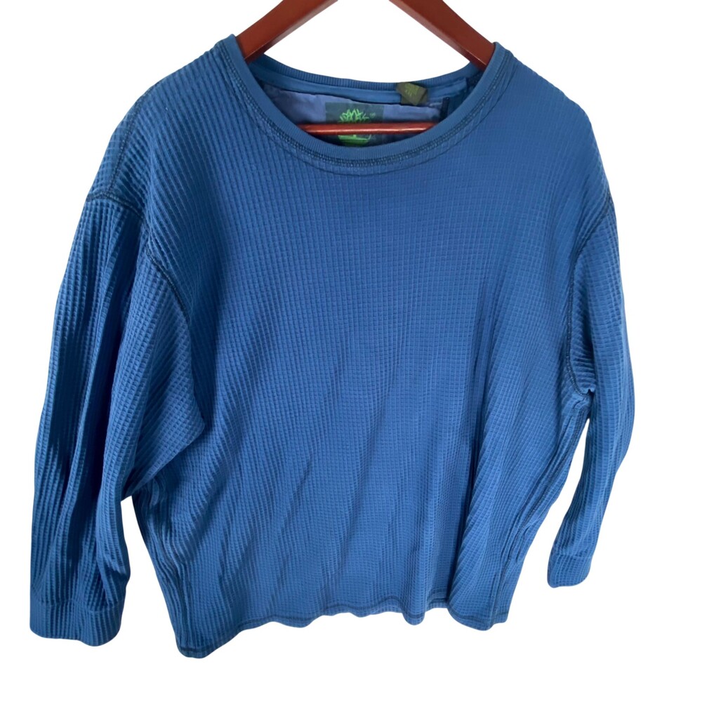 Timberland Sweater Men 2XL Blue Knit Logo Graphic Long Sleeve Crew Neck Pullover